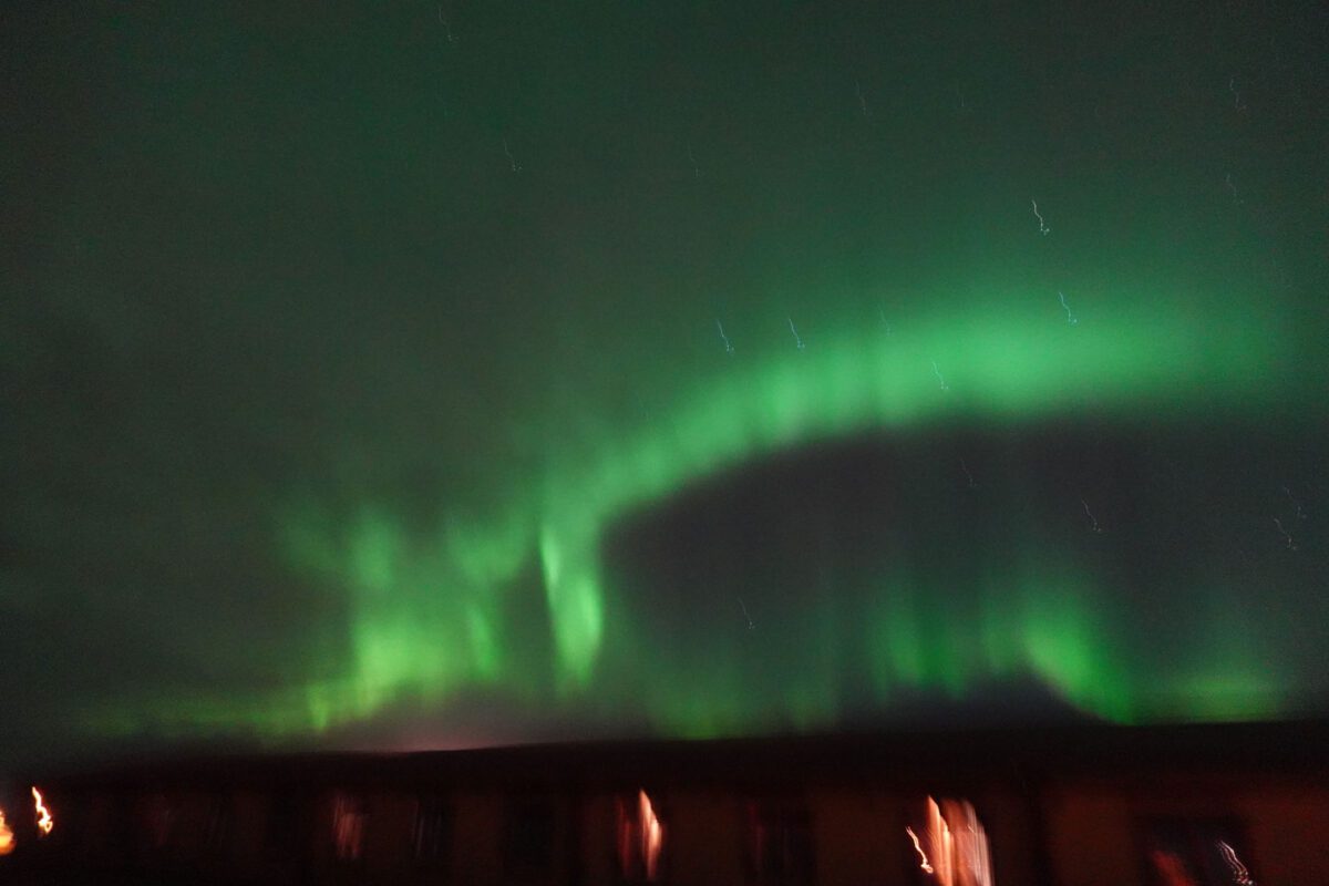 shaky photo of northern lights