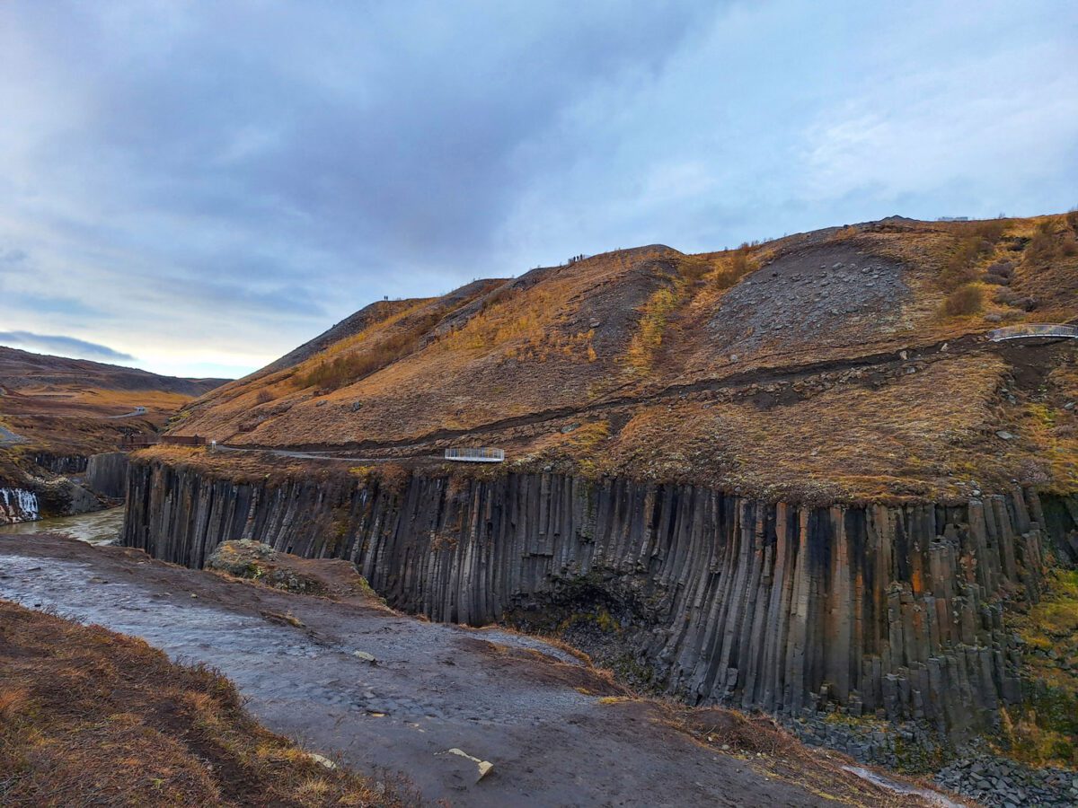 studlagil canyon on a cloudy day 