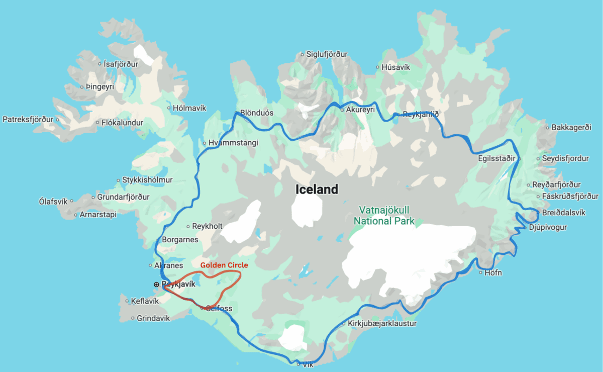 Golden Circle inside Ring Road